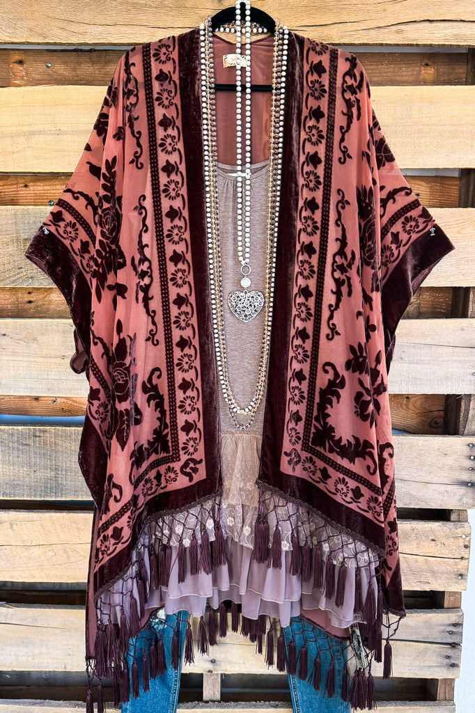 AHB EXCLUSIVE: Stained Glass Kimono Burnout Velvet - Choc.Straw