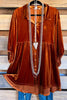 Seek Sophistication Velvet Tunic/Dress - Burnt Orange