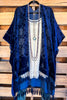 Celtic Wonder Burnout Velvet Kimono - Navy