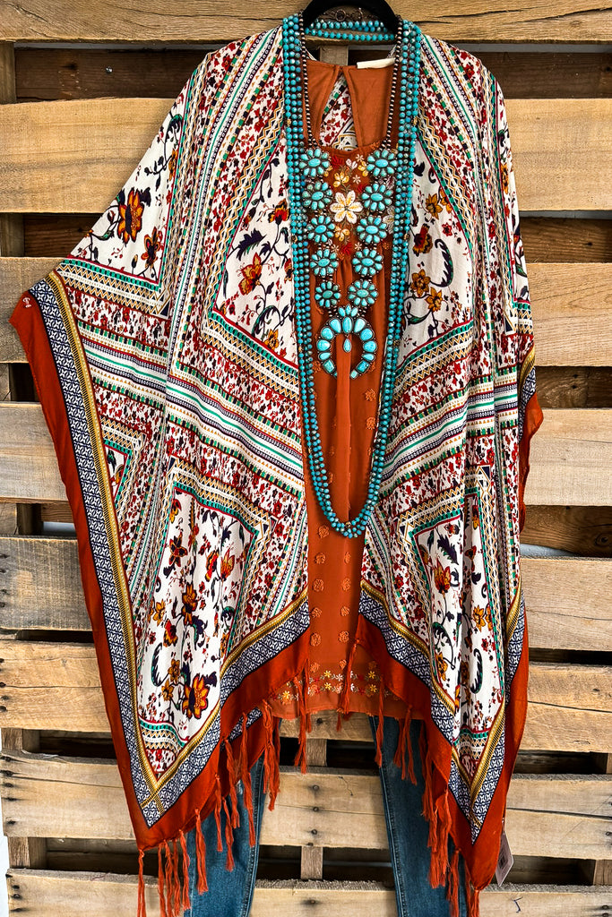 Savannah Boho Kimono - Rust
