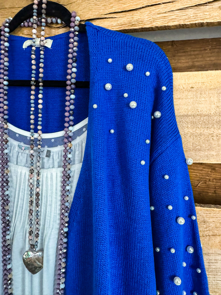 Royal Pearl Cardigan - Royal Blue