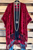 Wrapped In Greatness Oversized Burnout Velvet Kimono - Burgundy