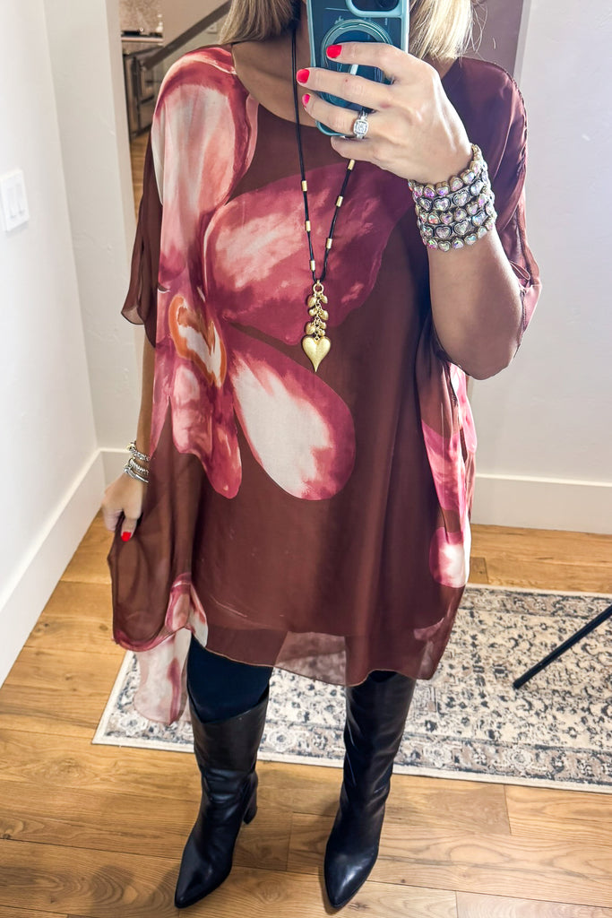 Italian Silk Blend Oversized Tunic Dress | Made in Italy