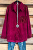 Harbor Of Love Sequin Shacket - Wine