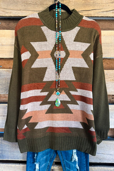 Winding Roads Sweater - Olive - SALE
