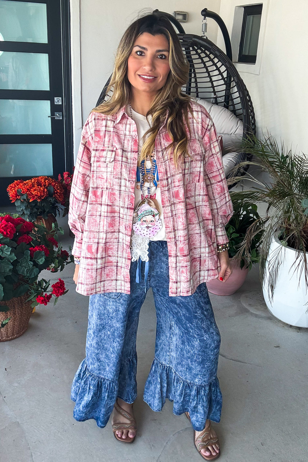 Angel Plaid Button Up - 100% Cotton