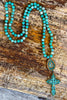 Aquamarine Cross Necklace - Aqua