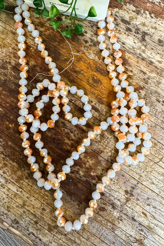 Long Beaded Necklace - Rose Gold