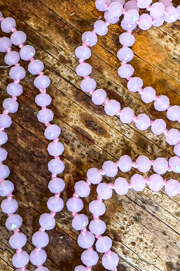 Long Beaded Necklace - Pink