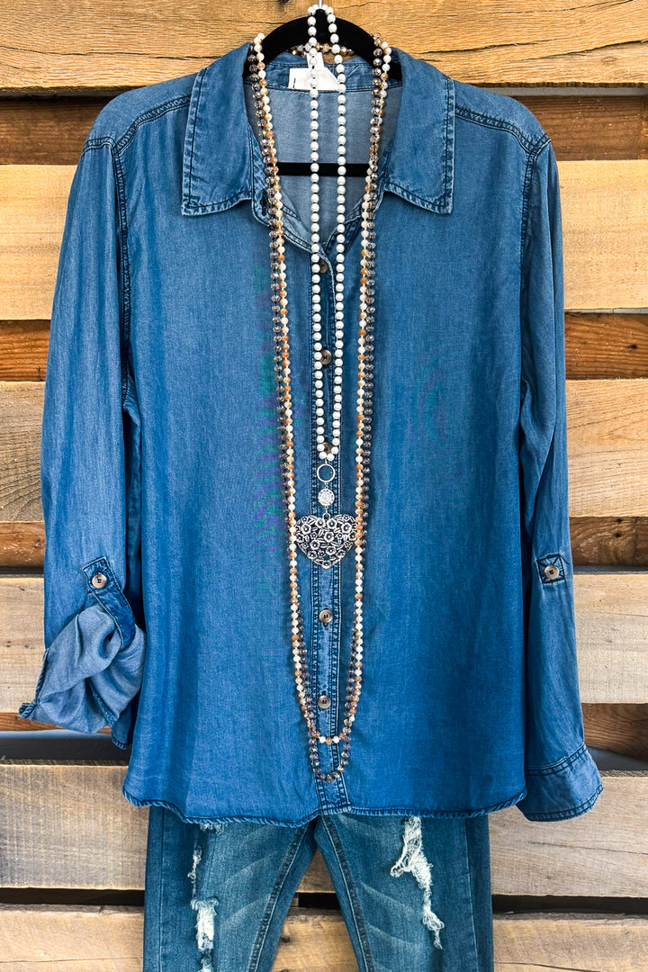 Relaxed As Can Be Top - Chambray - SALE