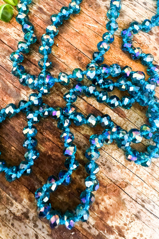 Bohemian Beaded Cross Chain Necklace - Turquoise