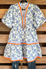 Blossom Bell Dress - Blue- 100% COTTON