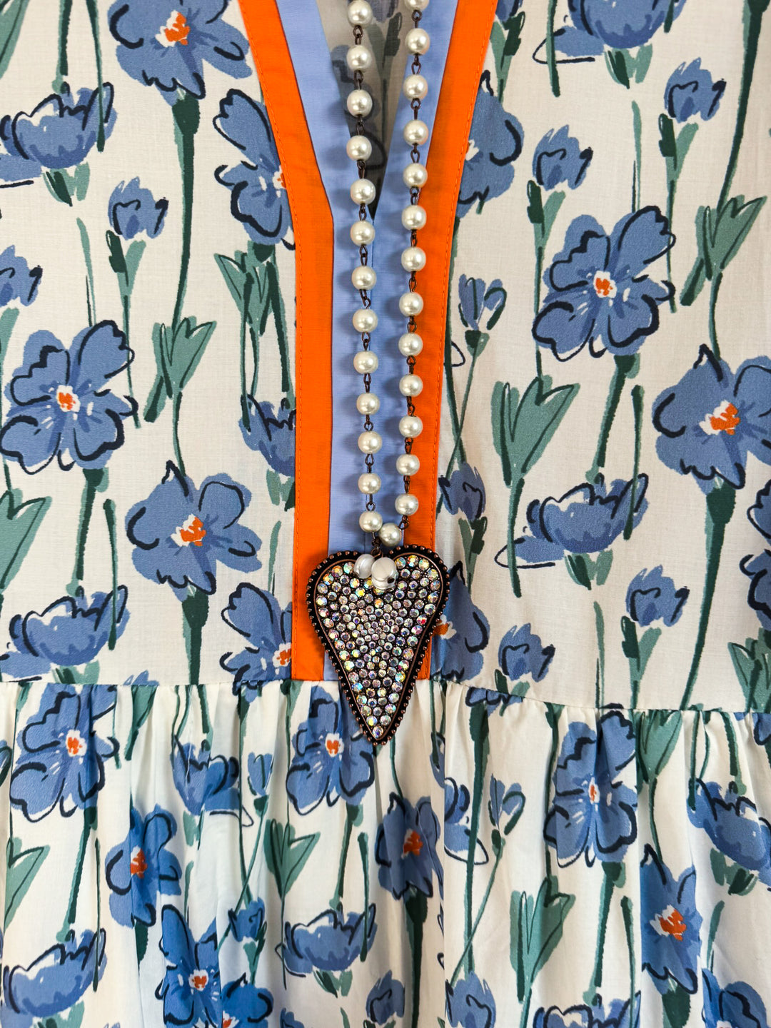 Blossom Bell Dress - Blue- 100% COTTON