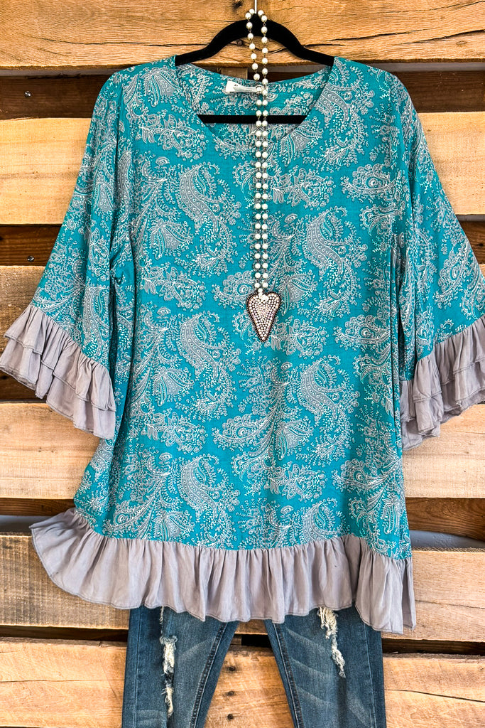 In The Right Place Tunic - Turquoise