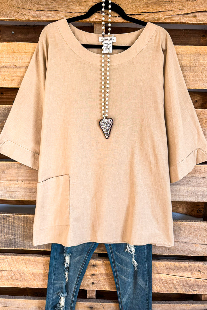 Horizon Hopes Top - Khaki - LINEN AND COTTON