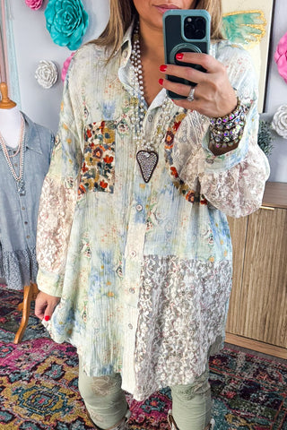 Pink Kaleidoscope Kimono - Pink/Blue - 100% COTTON