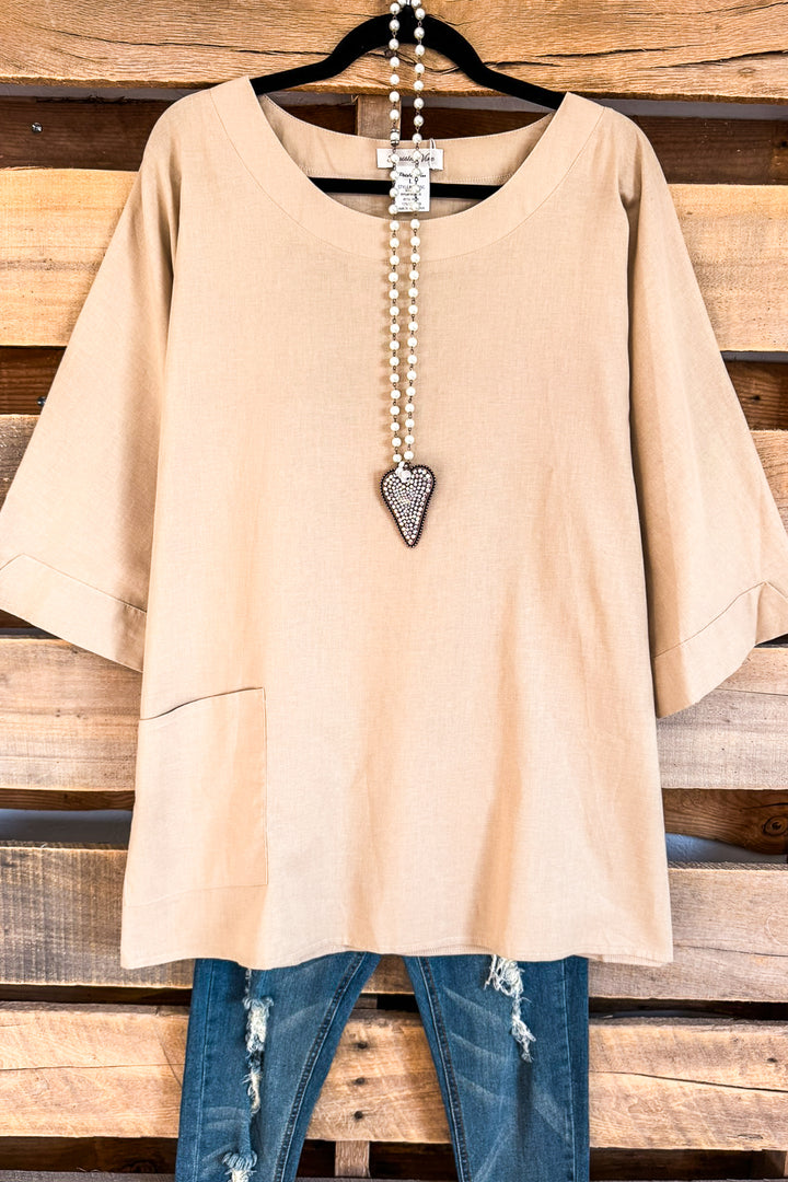 Horizon Hopes Top - Khaki - LINEN AND COTTON