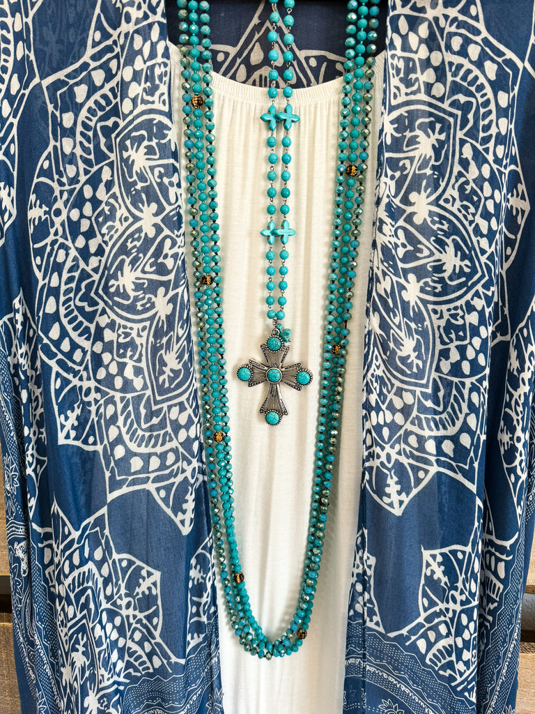 Oceanic Dream Kimono - Navy