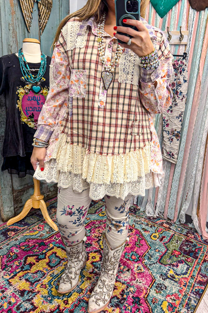 Made in Italy Scrunchy Stretch Floral Jogger Pants – Ultra Comfortable One Size (Size 6 to 12) - Floral Taupe