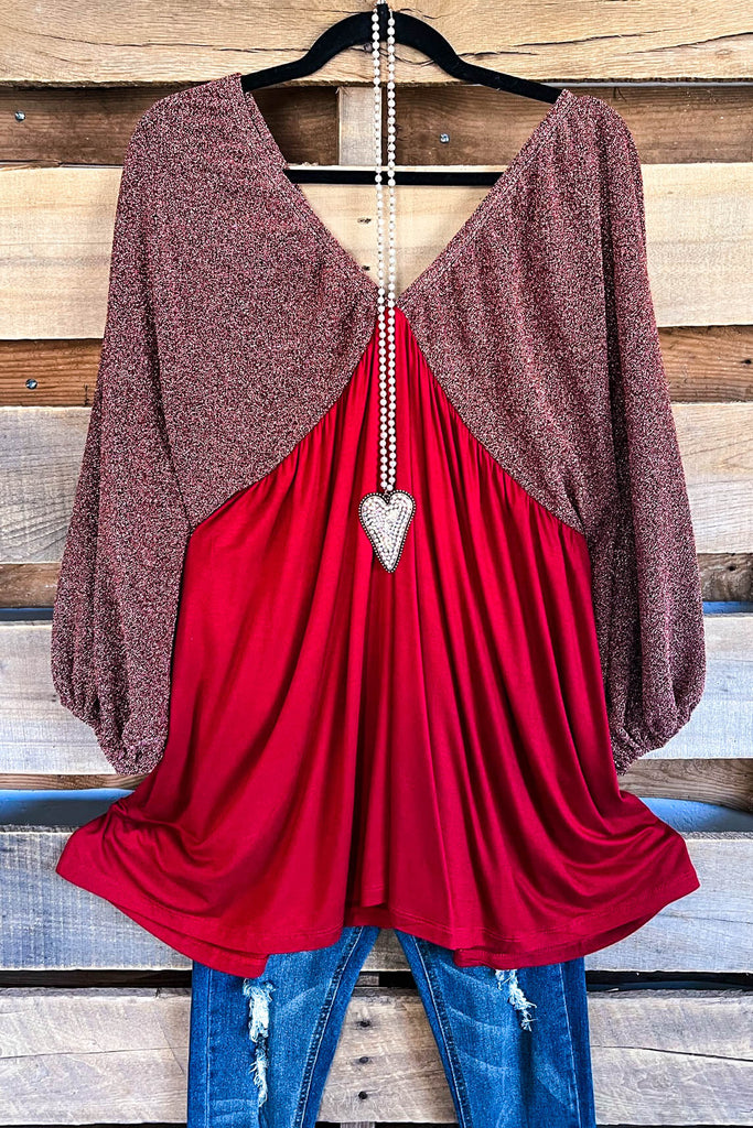 Champagne Nectar Blouse - Red - SALE