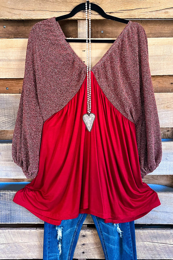 Champagne Nectar Blouse - Red - SALE