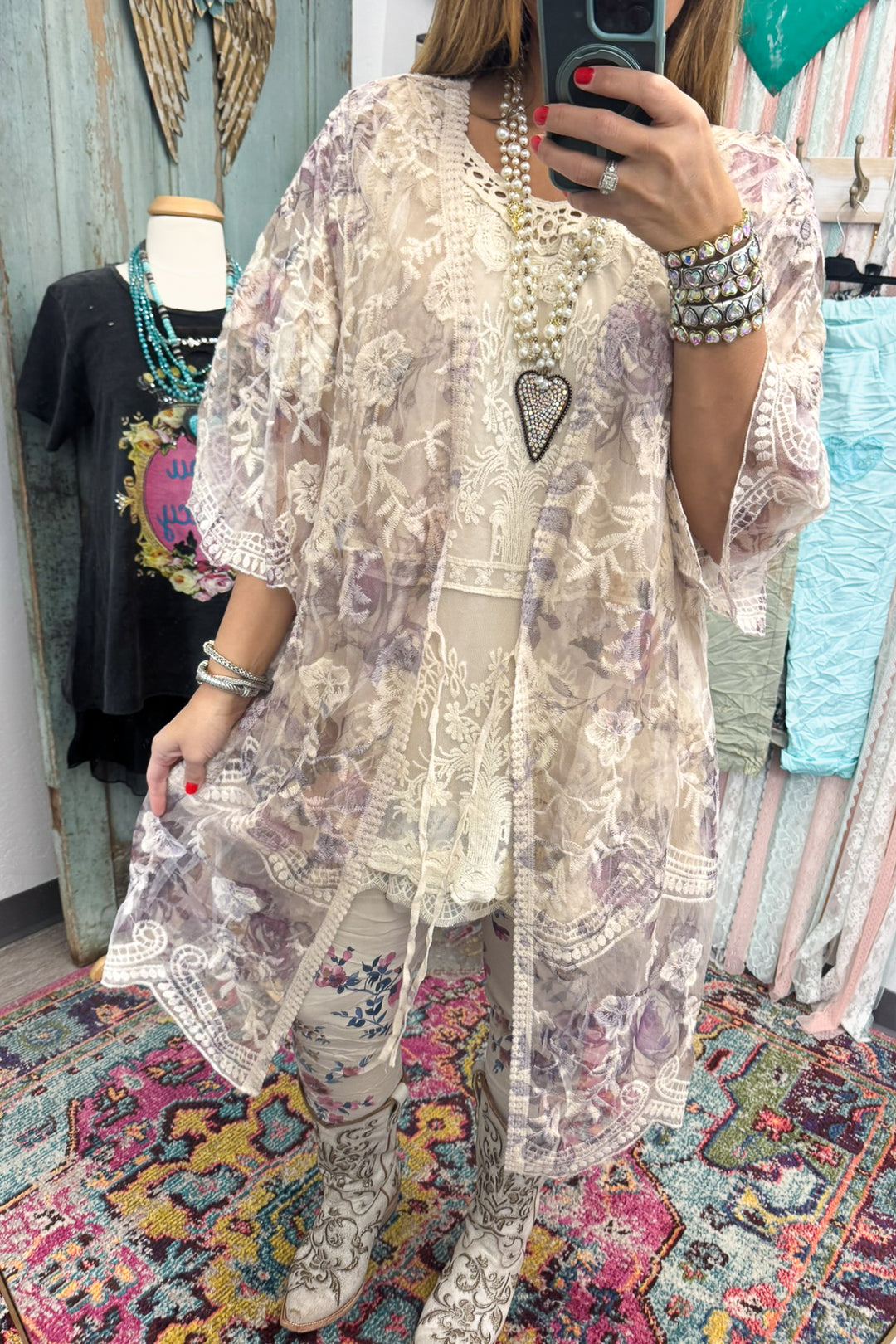 AHB EXCLUSIVE: More Than Just a Friend Lace Kimono - Rose - SALE