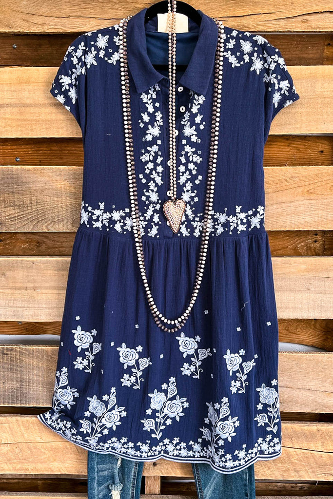 Purposed By Courage Dress - Navy - 100% COTTON