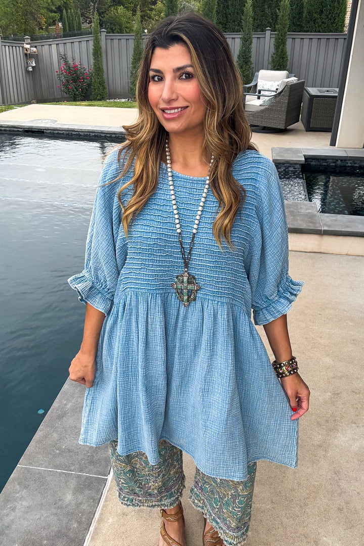 The Softest Dress Ever - 100% Cotton - Blue