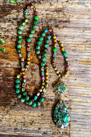 Embrace The Love Cross Necklace -  Green