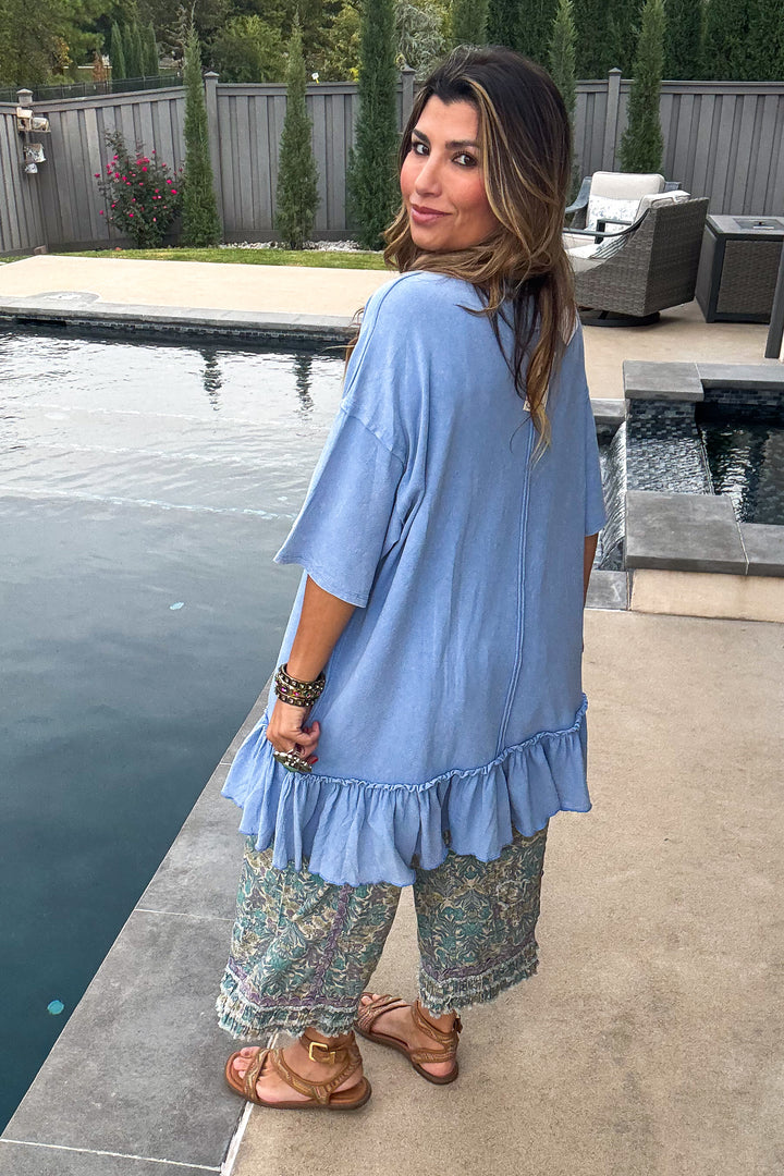 Saving Grace Oversized  Dress - Blue - Cotton/Spandex Blend