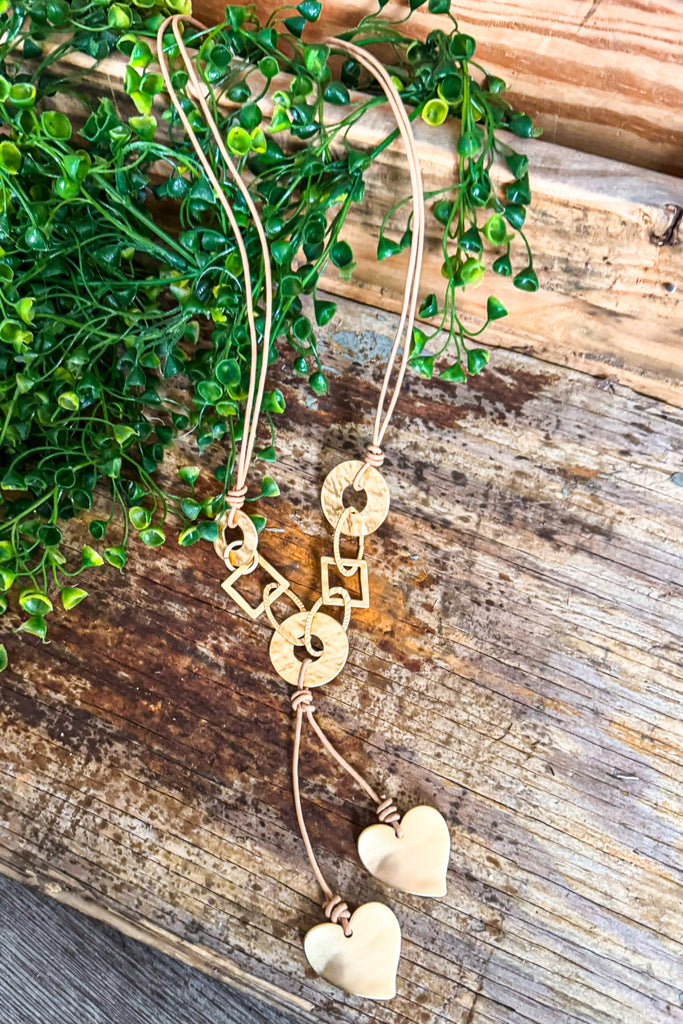 Retro Hearts Necklace - Gold