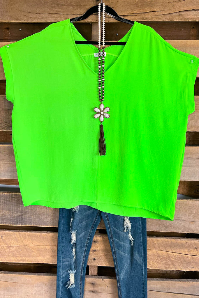 Spin Me Around OVERSIZED Top - Neon Lime - SALE