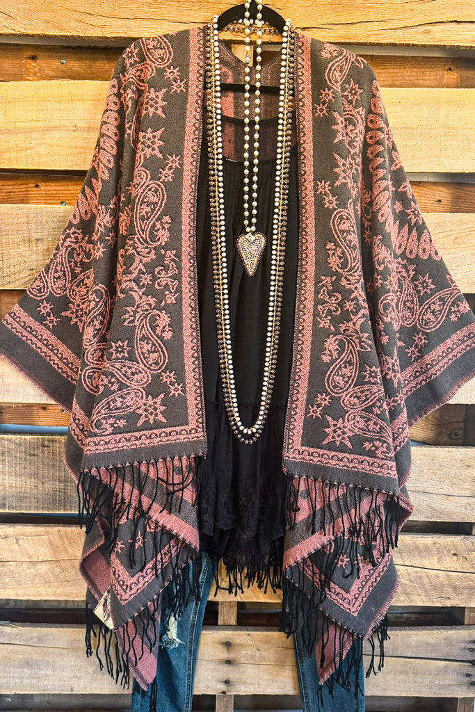 Trusting The Details Poncho - Pink/Gray