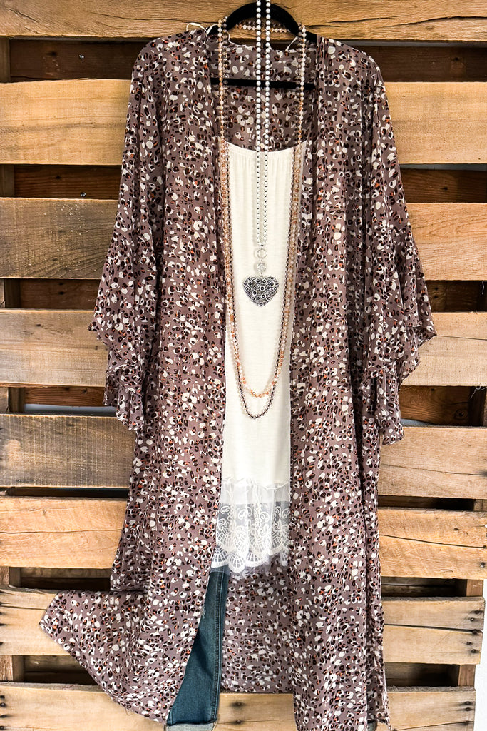 Searching The Skies Oversized  Kimono - Mocha Mix