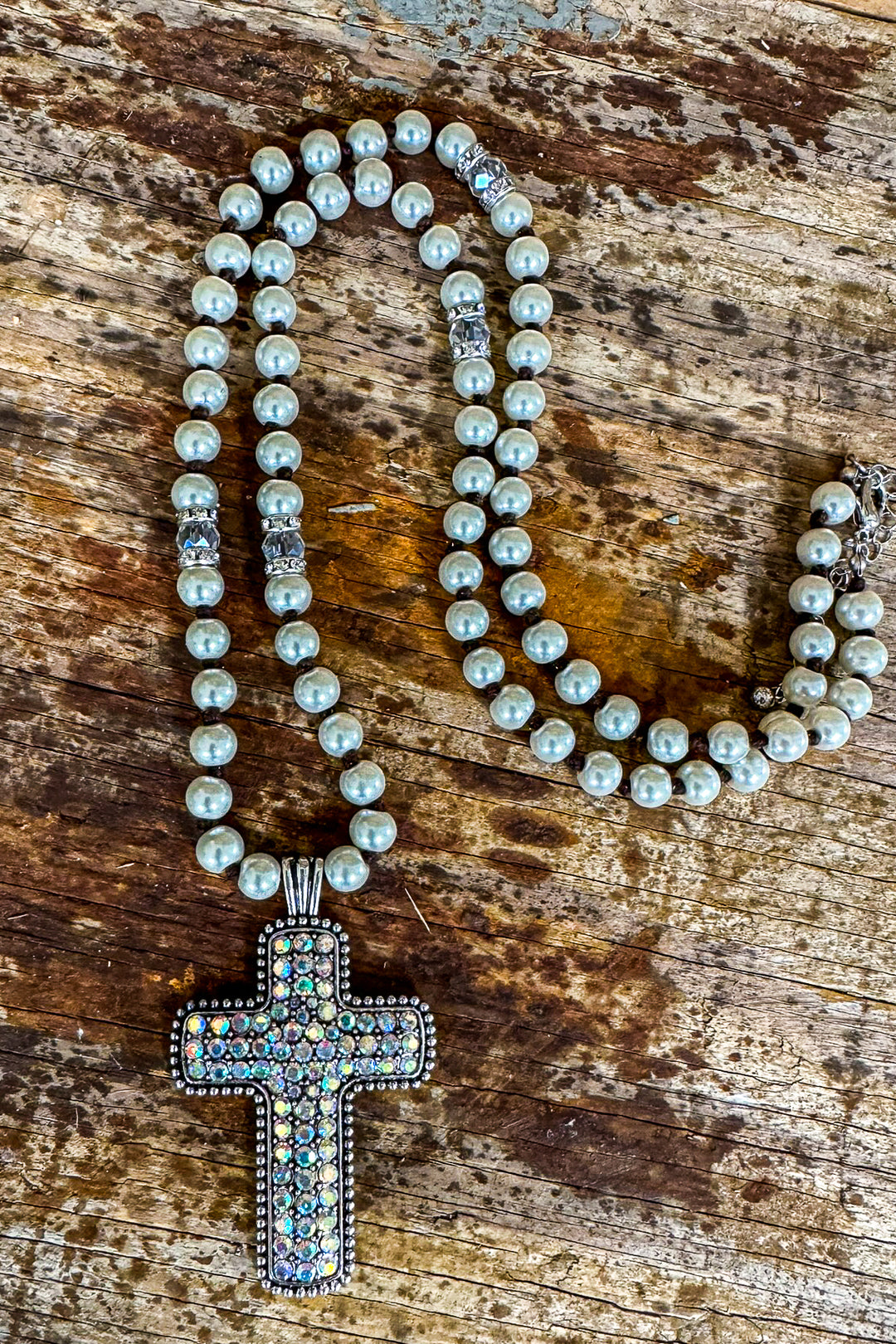 As You Cross My Mind Necklace - Pearls &amp; Rhinestones
