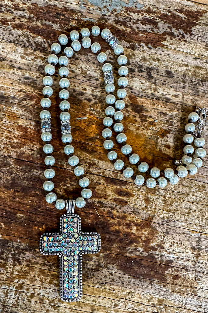 As You Cross My Mind Necklace - Pearls & Rhinestones