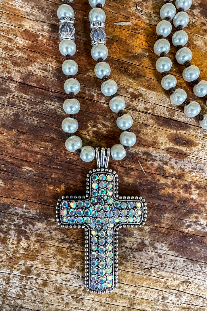 As You Cross My Mind Necklace - Pearls &amp; Rhinestones