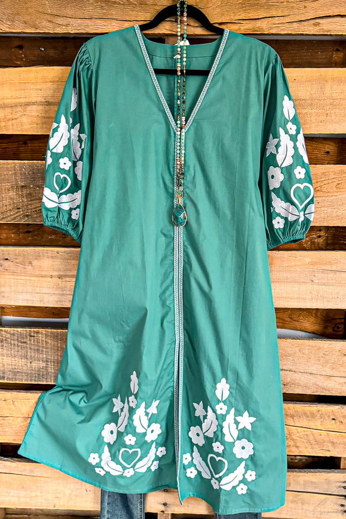 Sunday Stroll MIDI Dress - Teal - 100% COTTON