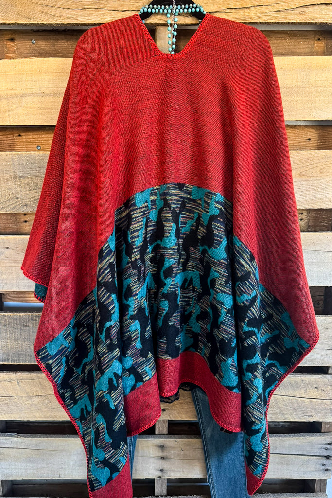 Glance My Way Poncho - Red