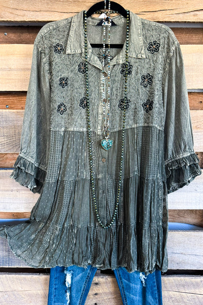 Gathering Sweetness Blouse - Gravel