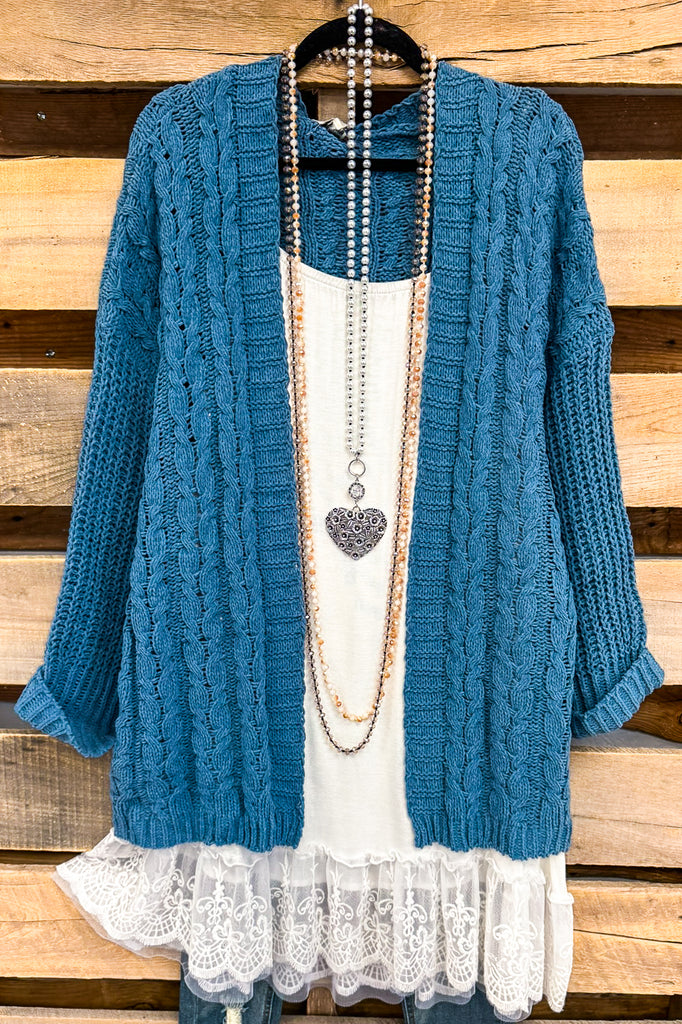 Cozy Haven Cardigan - Dusty Blue