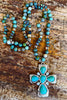 True Traditions Sliver Platted Cross Necklace - Aqua