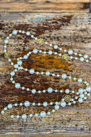 Knotted Beaded Necklace - Slate Blue