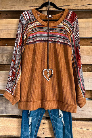 All Out Of Love Cardigan - Grey/Rust - 100% COTTON.