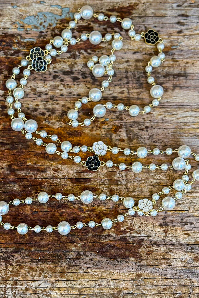 Double Layer Chain Necklace - White/Black Gold