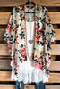 Following The Rules Burnout Velvet Kimono - Cream