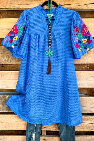 Phenomenally Pleasant  Dress - 100% Cotton - Blue Ash