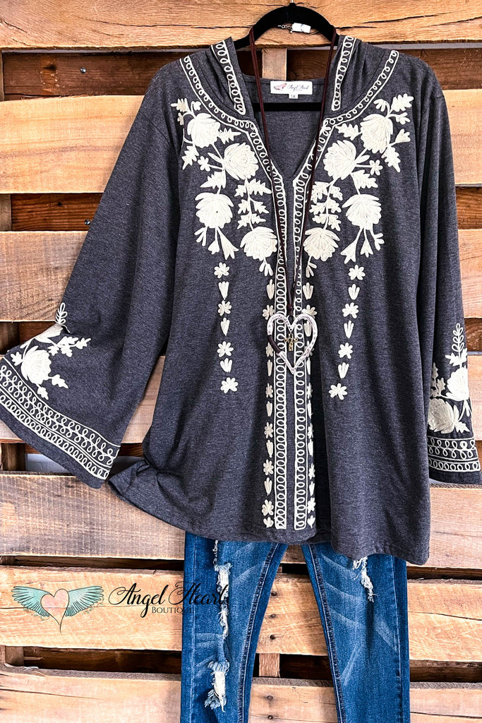 AHB EXCLUSIVE: My Embroidery Hoodie Top Gray