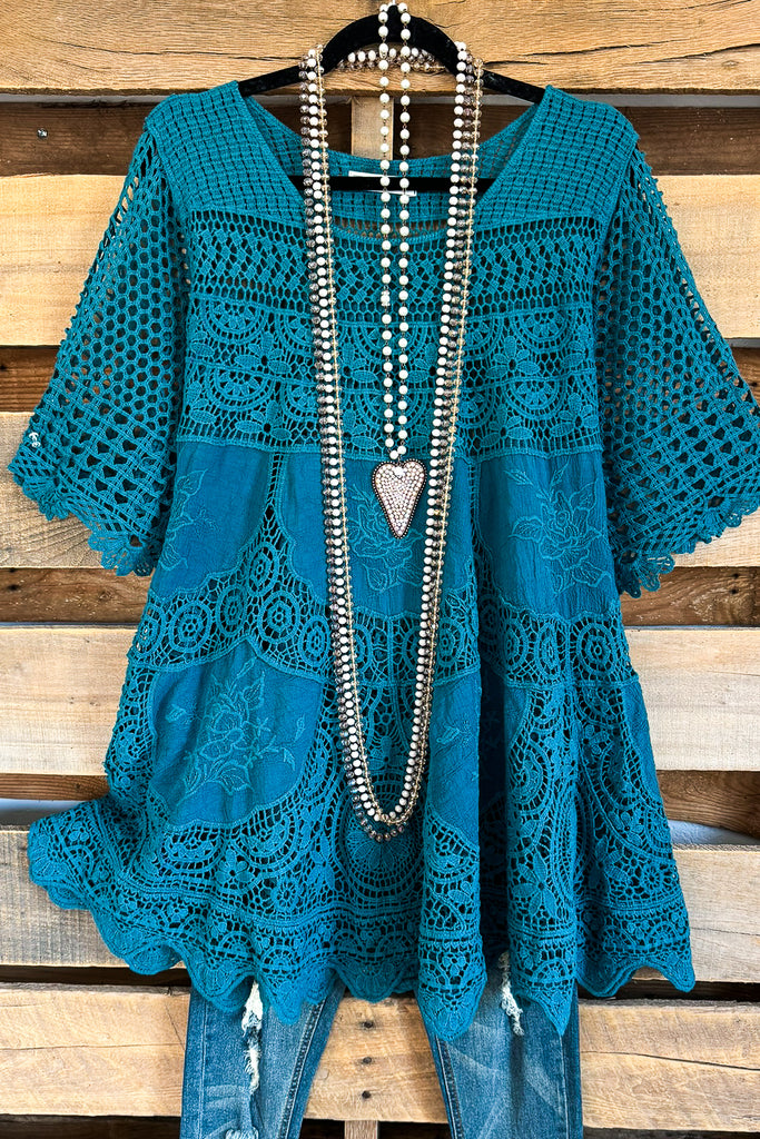 AHB EXCLUSIVE: Delightful Details Cotton Top - Teal - 100% COTTON