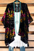 Just Enjoy It Burnout Velvet Kimono - Black